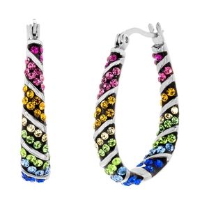 Lesa Michele Rainbow Colored Crystals Stainless Steel Snap top Closures